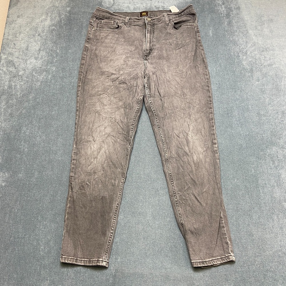 Lee Legendary Mom Jeans Womens 18 Gray Denim Cotton Stretch High Rise Casual